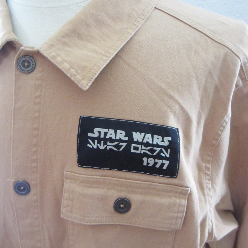 Disney Star Wars Button Down Jacket Brown Long Sleeve Collared Large Unisex - Picture 2 of 7
